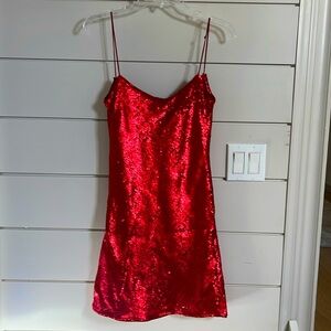 Red shinny sequins cocktail Dress